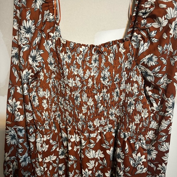 La Ligne Brown and White Floral Long Sleeve Dress - Picture 4 of 6